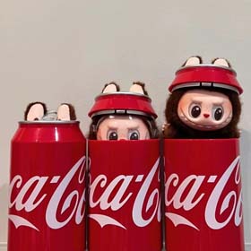 High-quality hidden Coca-Cola labubu series enamel face blind box macaron trendy gift pendant ornaments-2382