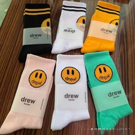 New Drew Smiley Face Socks Justin Bieber's same style men's and women's mid-calf socks wholesale supports one-piece drop shipping-2449